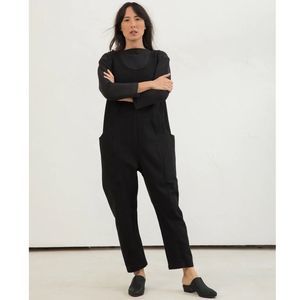 Elizabeth Suzann Clyde Jumpsuit Black Cotton Canvas Size Large Regular